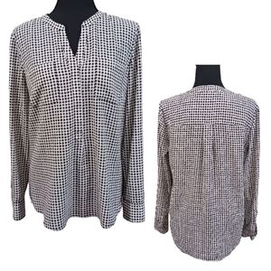 Talbots Popover Geo Print Blouse